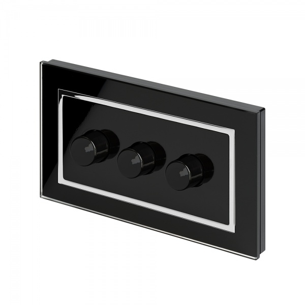 Crystal CT Rotary Intelligent LED Dimmer Switch 3G/2Way Black